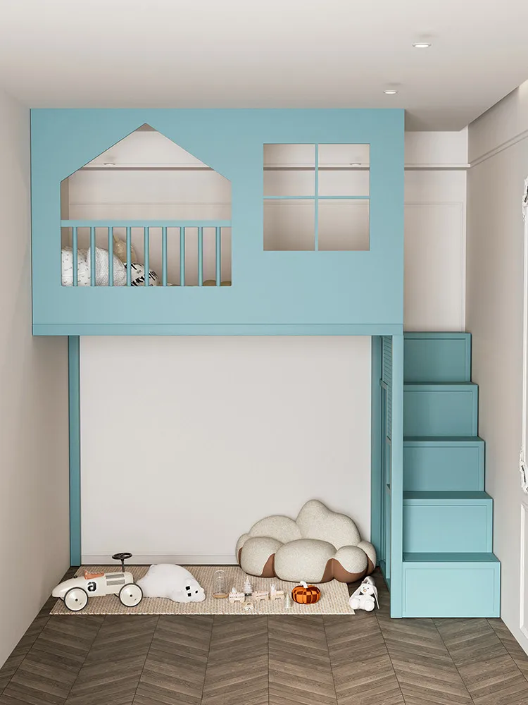 Treehouse duplex raised bed, upper and lower table combination , loft bed, children's , do not interfere with each oth