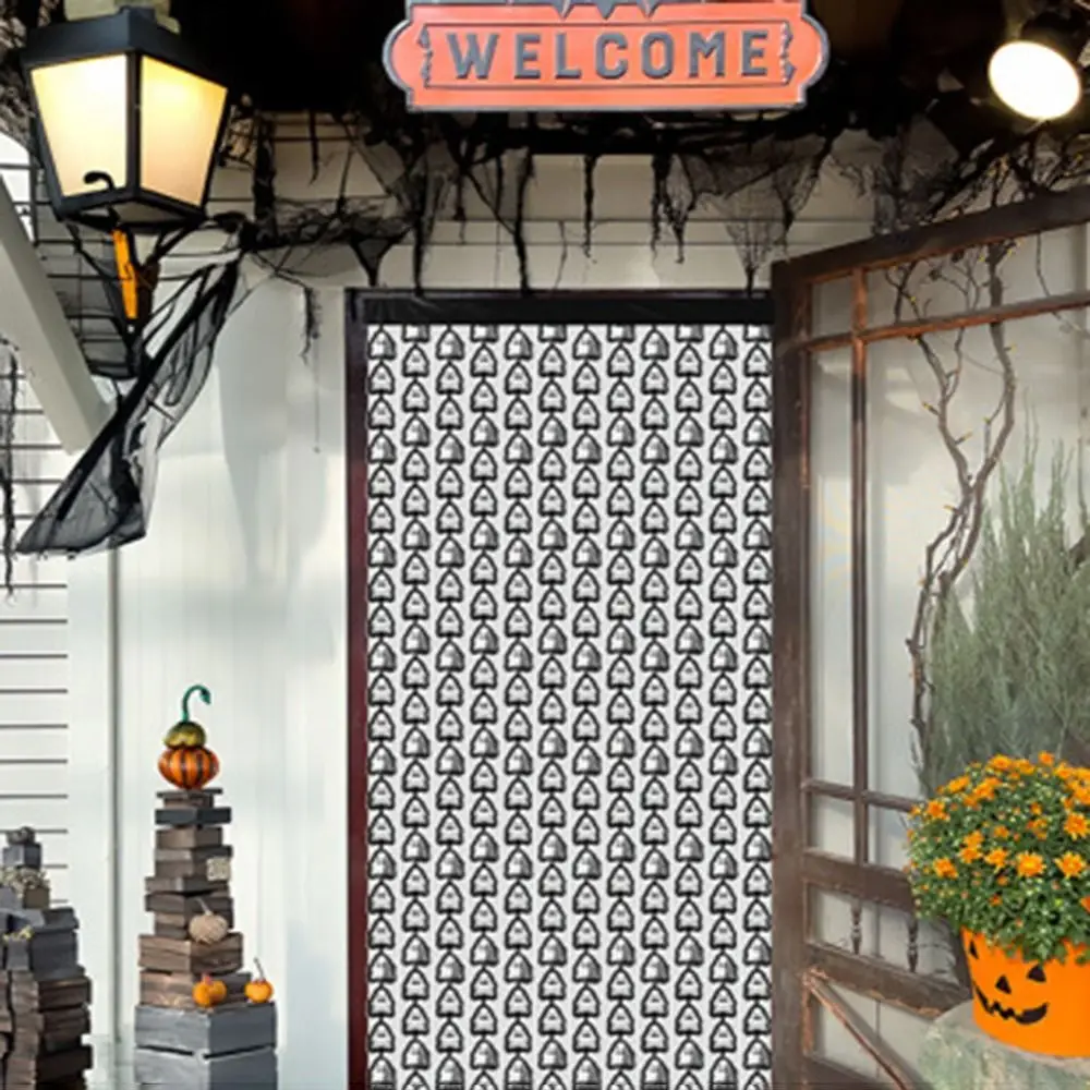 

2Pcs 1X2M Halloween Ghost Rain Curtains Creativity Spooky Scary Background Wall Tassel Sparkling Funny