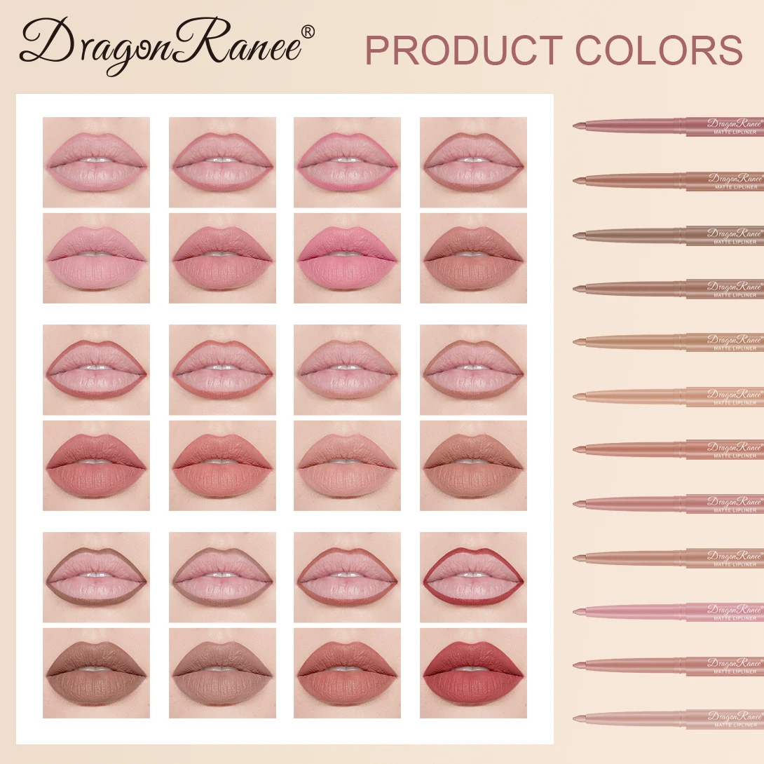 입술 모양을 잡아주는 12피스 립 라이너 세트, 초보자 친화적인, 자연스럽고 섬세한 립 펜슬, 방수 매트 누드 립 라이너 세트