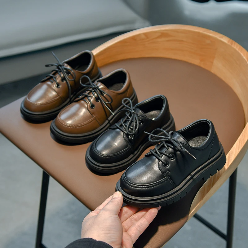 

Boys Leather Dress Shoes 2025 New Autumn Toddler Classic Loafers Non-slip Breathable Retro Back To School Leather Shoes 4-6years
