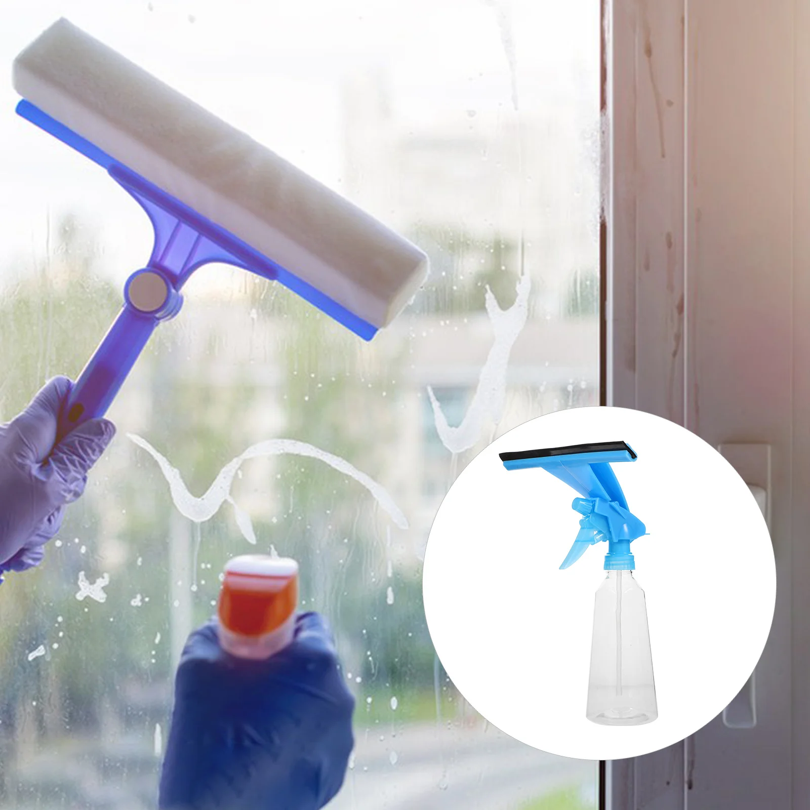 

Premium Window Squeegee Cleaner Detachable Sprayer 2 In 1 Glass Scrubber Home Bathroom Kitchen Easy Clean No Dripping Streak