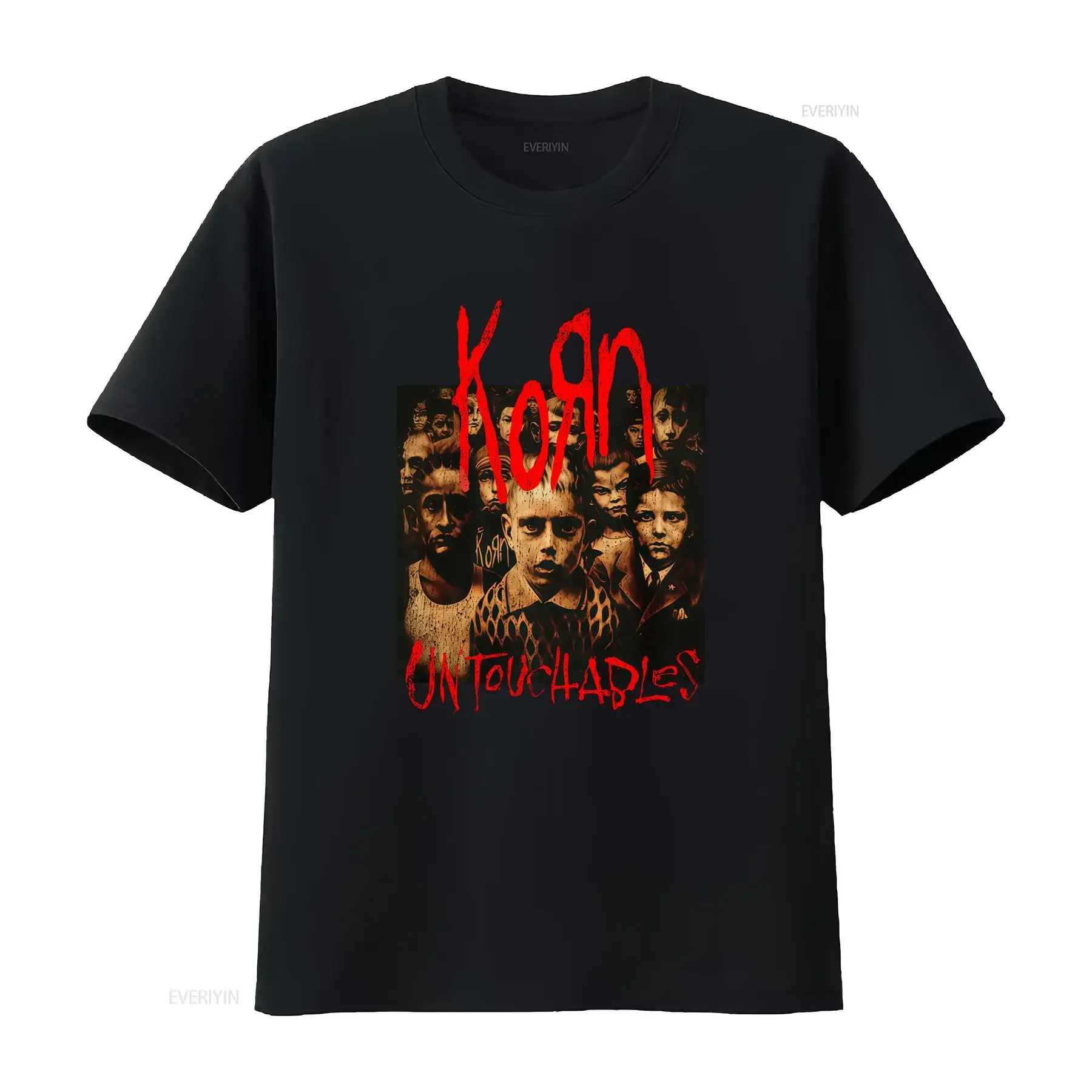 Vintage Gothic Korn Band Untouchables Album Print Casual Streetwear T Shirt vintage Washed Stylish streetwear Breathable