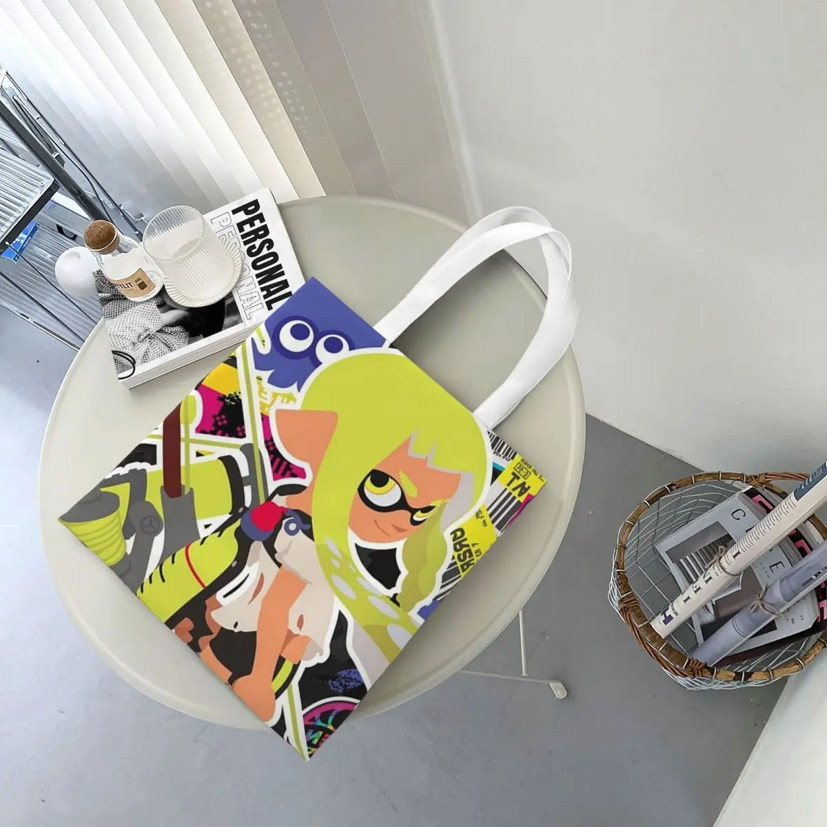 Cartoon Popular Splatoon 3 Game Shopping Bags Canvas The Tote Bag Reusable for Women Shoulder Tote Travel Handbag