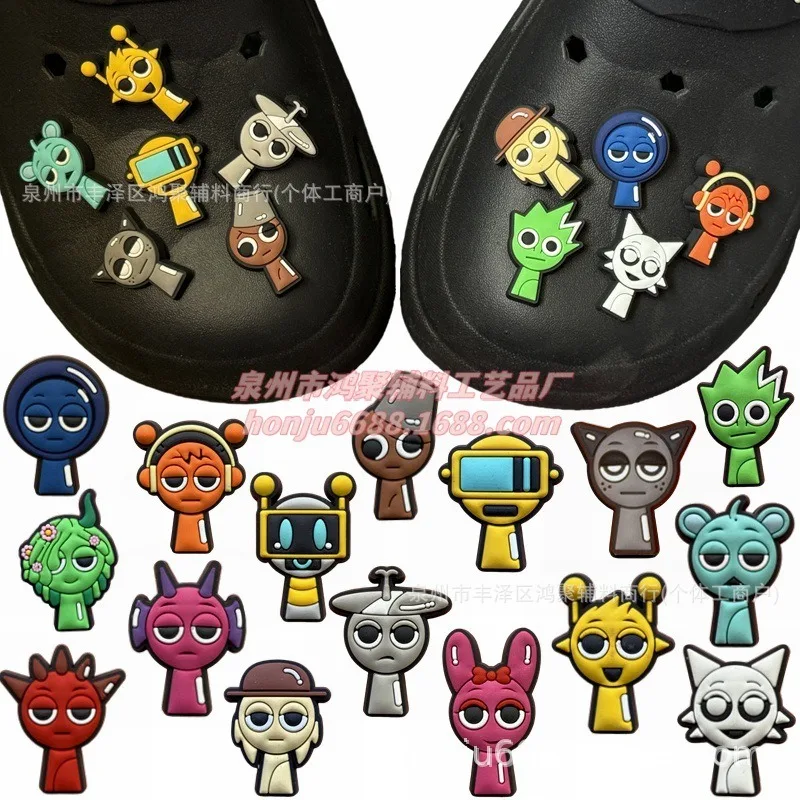 

10pcs Sprunki Shoe Flower Buckle Men Women Anime Cartoon Trend Game Applique Boys Girls Shoes DIY Decorative Patch Supplies Gift