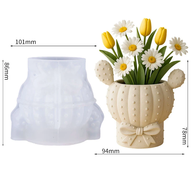 Molde de silicona de Cactus, vela de aromaterapia blanca, molde de taza de yeso de cemento, molde de silicona para decoración del hogar, almacenamiento de oficina y jardín