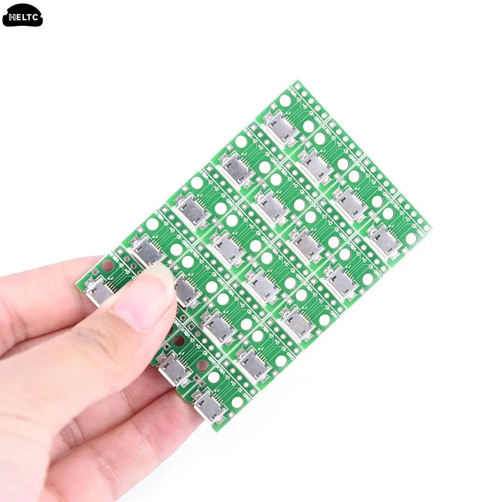 20pcs Mini Micro USB to DIP 2.54mm Adapter Connector Module Board Panel Female 5-Pin Pinboard 2.54mm Micro USB PCB Type Parts