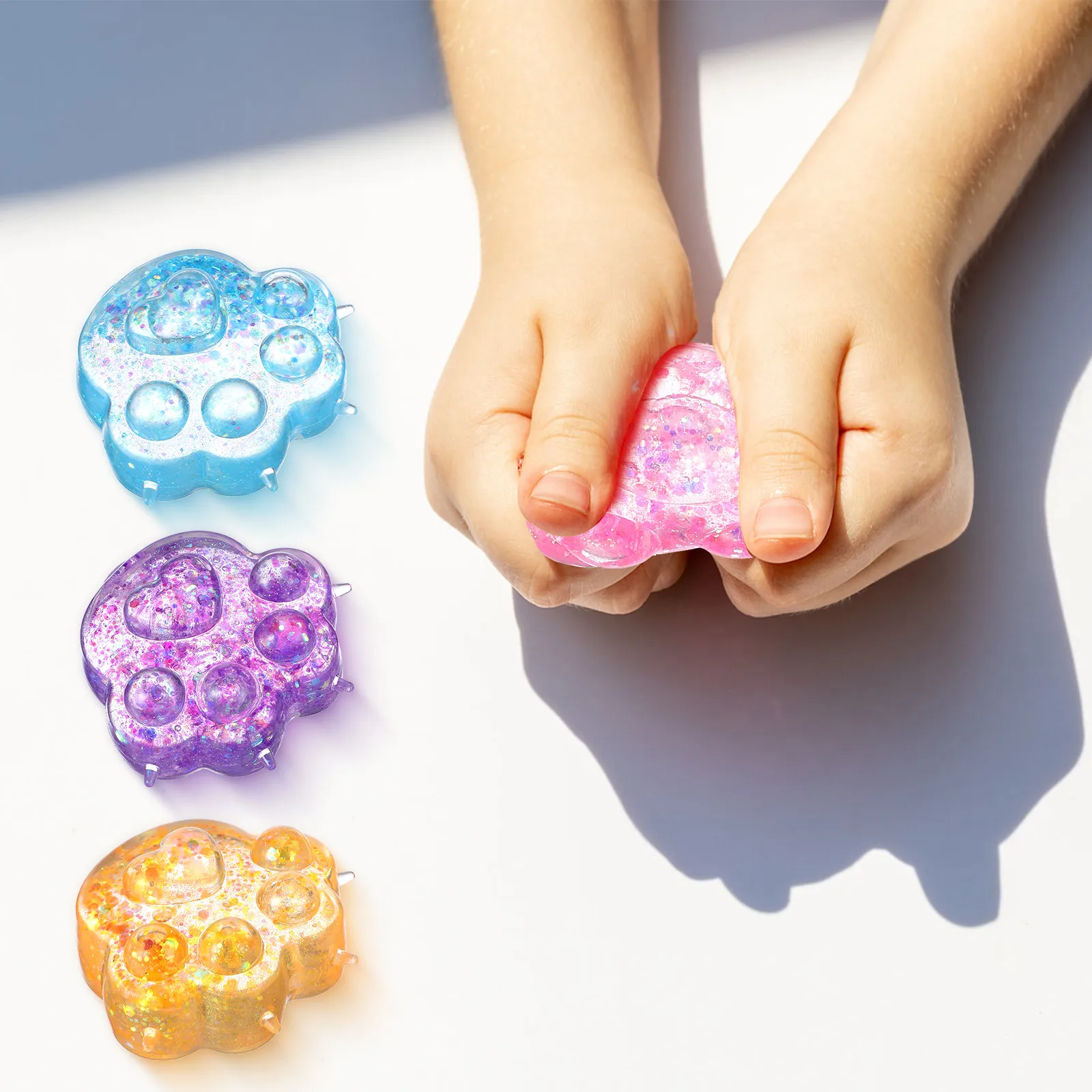 4Pcs Realistic Cat Paw Soft Squishy Squeeze Sensory Playthings Calming Fidget Stress Relief for Kids Adults Office Travel
