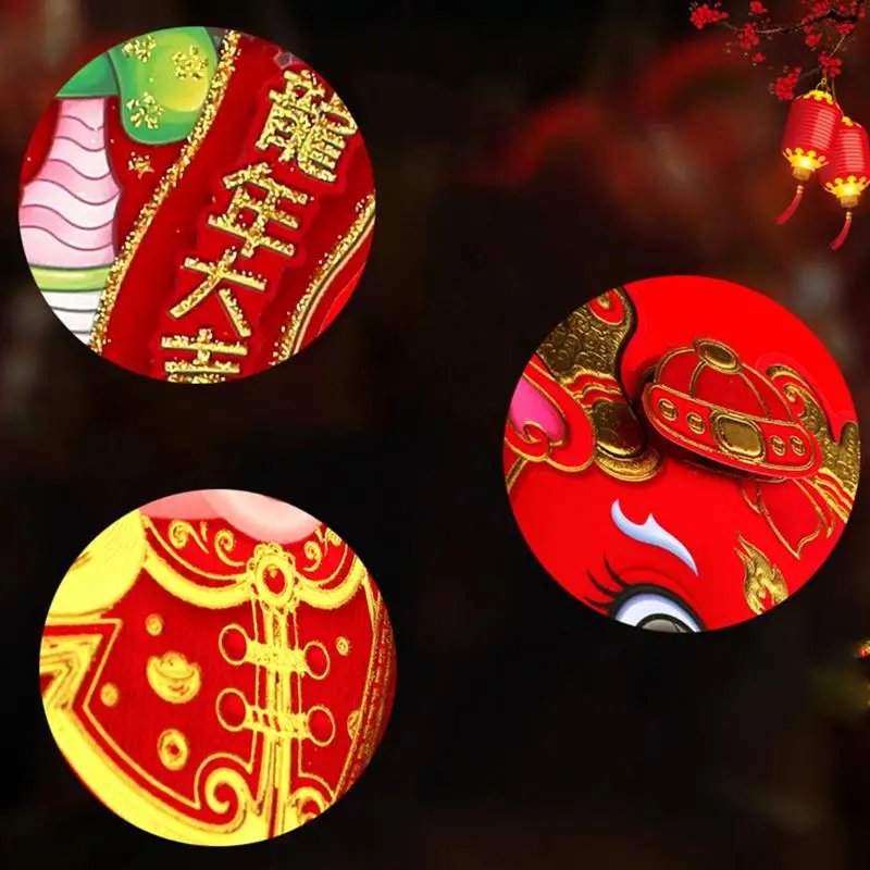 Dragon Year Spring distet 3D Cartoon Dragon Window Clings distico Spring Festival Cartoon Zodiac Character Spring distet