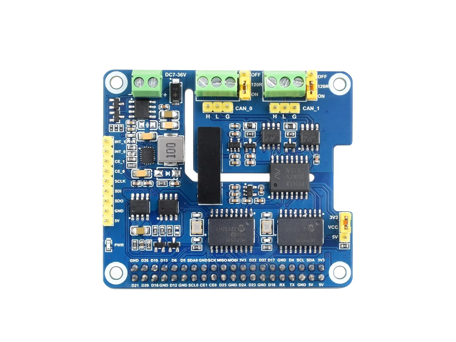 For  2-Channel Isolated CAN Bus Expansion HAT For Raspberry Pi Dual Chips