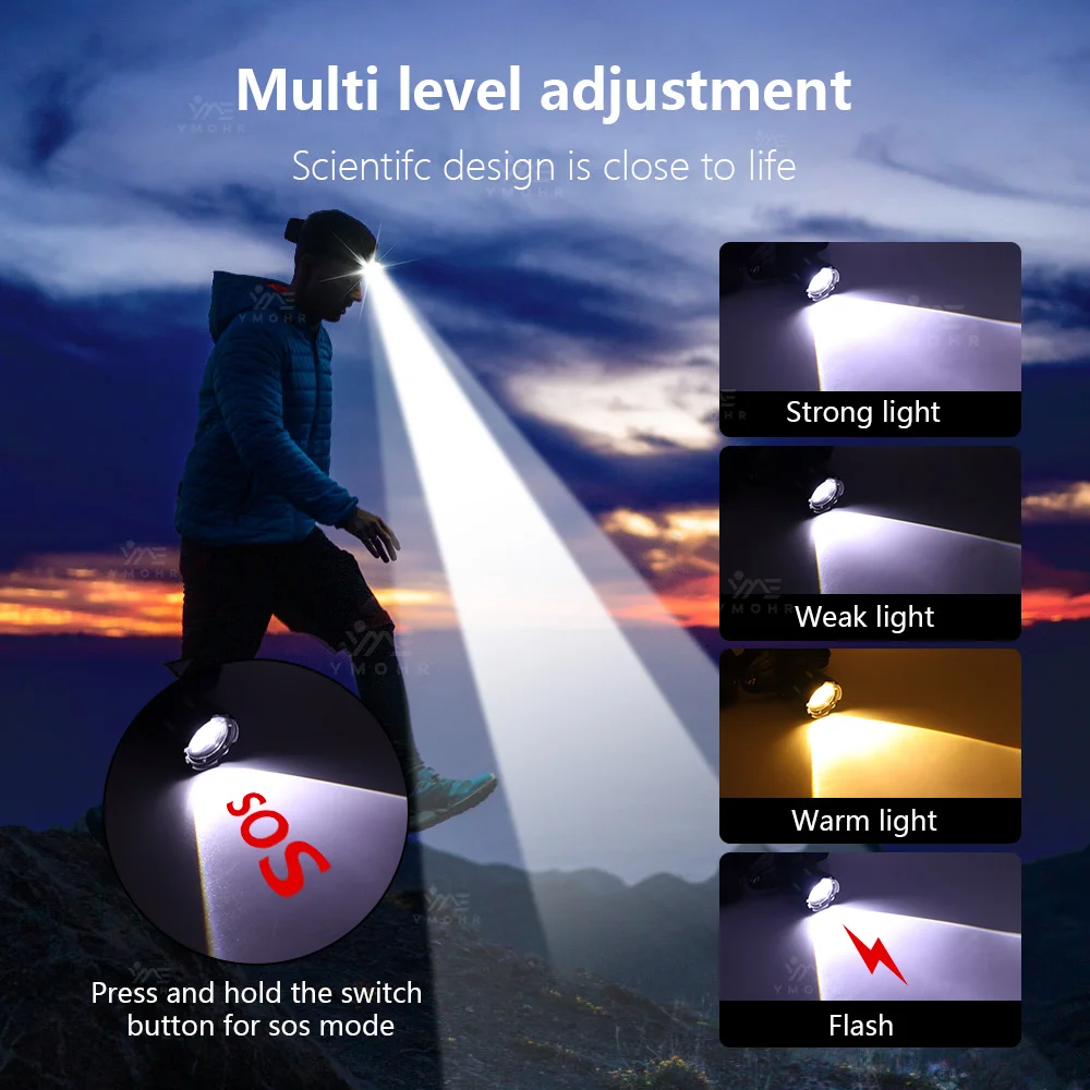السوبر مشرق كشافات مصباح رأسي ضبط البؤرة 3x18650 مصباح رأسيبطاريات قوة البنك ميكانيكي رئيس الشعلة USB قابلة للشحن IPX8 مقاوم للماء التخييم تسلق الجري #4