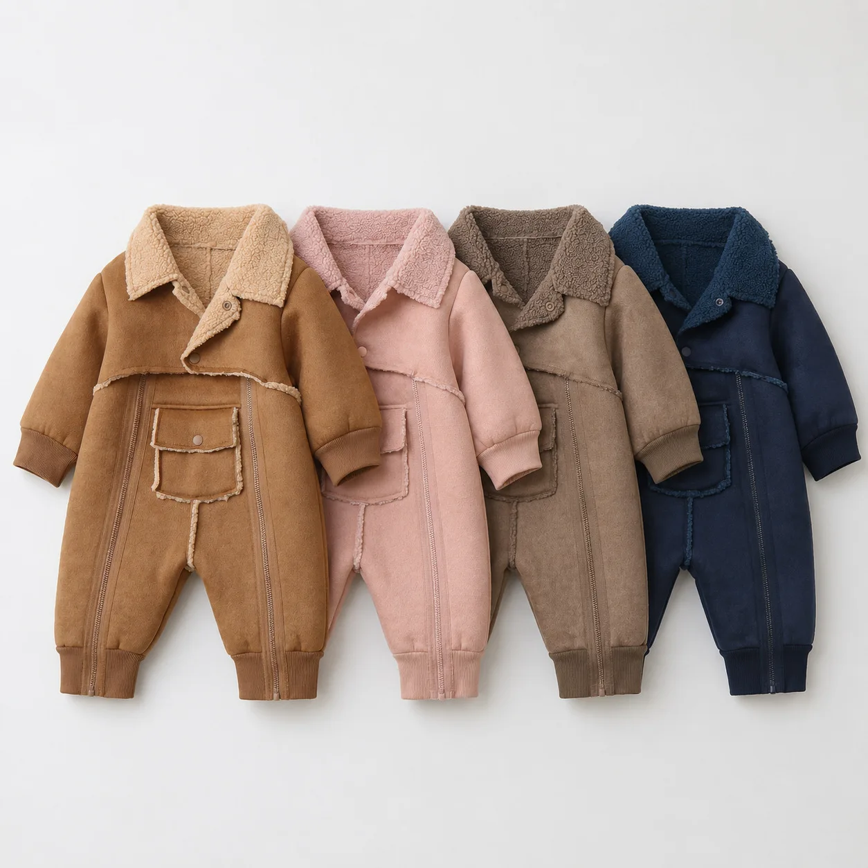 Winter New Baby Plus Velvet Thick Romper Infant Boy Girl Warm Lamb Fleece Jumpsuit Long Sleeve Toddler Warm Clothes 0-24M