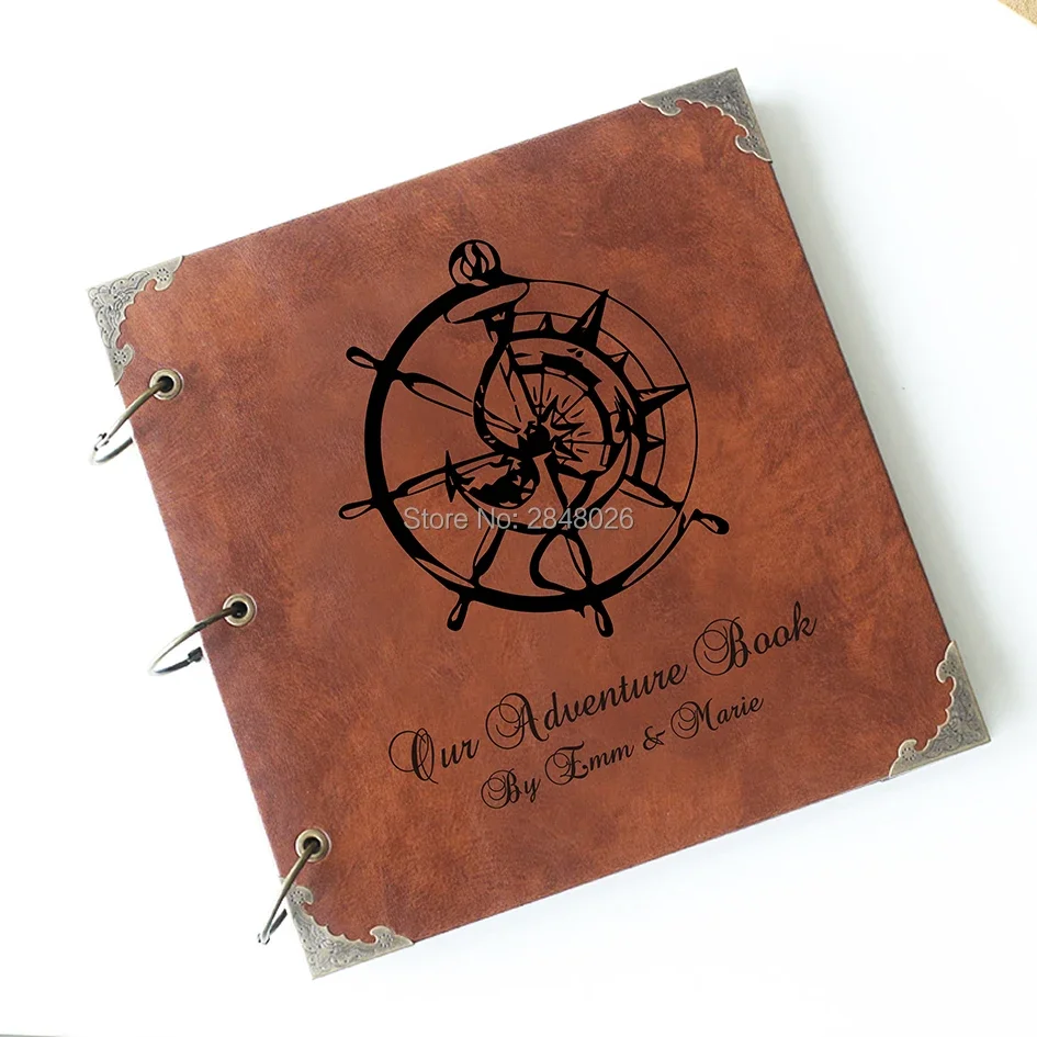 Custom Wedding Compass Leather Guest Book /Personalized Destination Map Album /Wedding Guestbook/ guest book