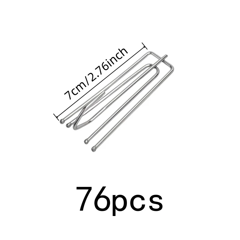 76 pcs 4-Claw Curtain Hooks, Four Claw Secure Grip, Bedroom Drapery Bathroom Window Panel, Stainless Steel Material