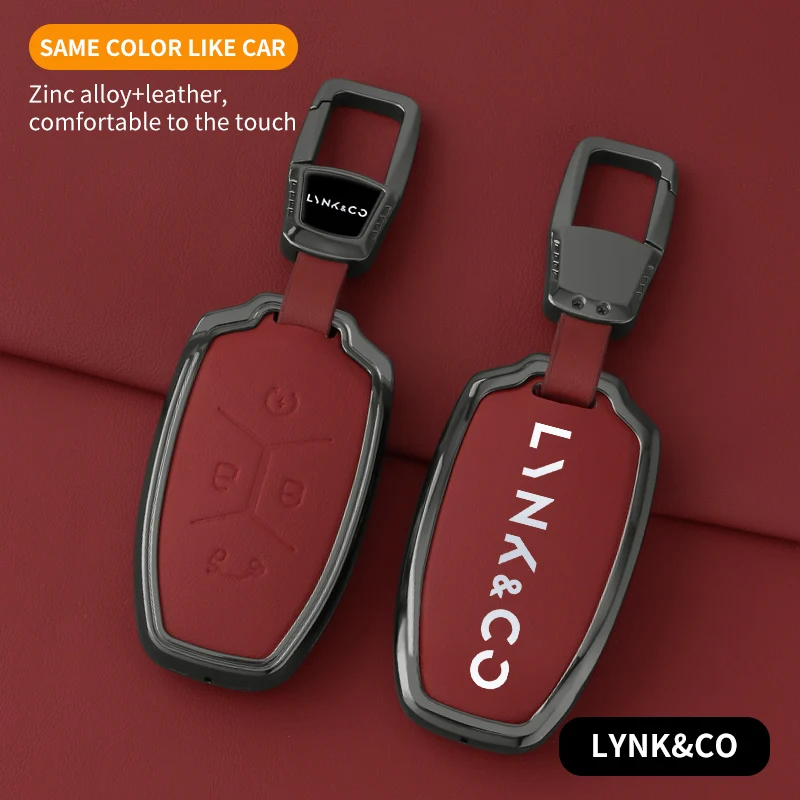 ل Lynk & Co LYNK & CO حافظة مفاتيح 03/05/09/01/02/06/2023 سيارة التحكم عن بعد سلسلة المفاتيح الذكية سبائك الزنك حافظة جلدية