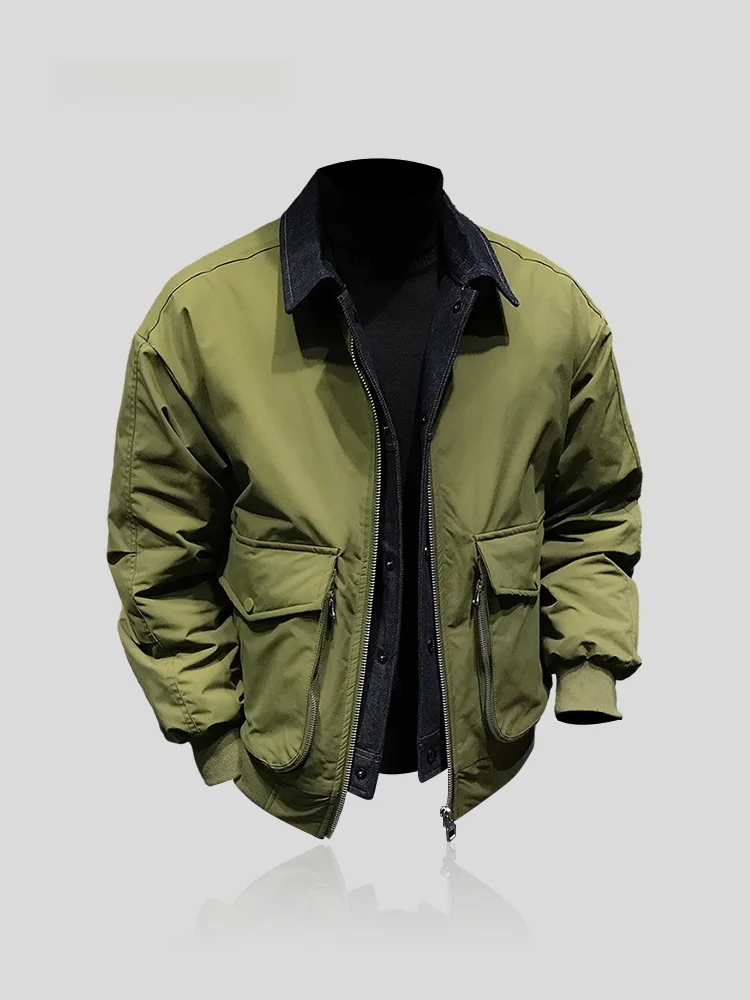 

Men's Duck down Jacket IT Winter New Style Fake Two-Piece Denim Collar Autumn Winter Coat Fashionable Sun Protection Clo...