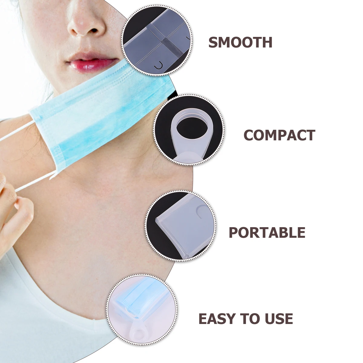 

2pcs Silicone Mask Box Food Grade Storage Holder Waterproof Compact Case With Ring Portable Face Cover Box For Women Men White