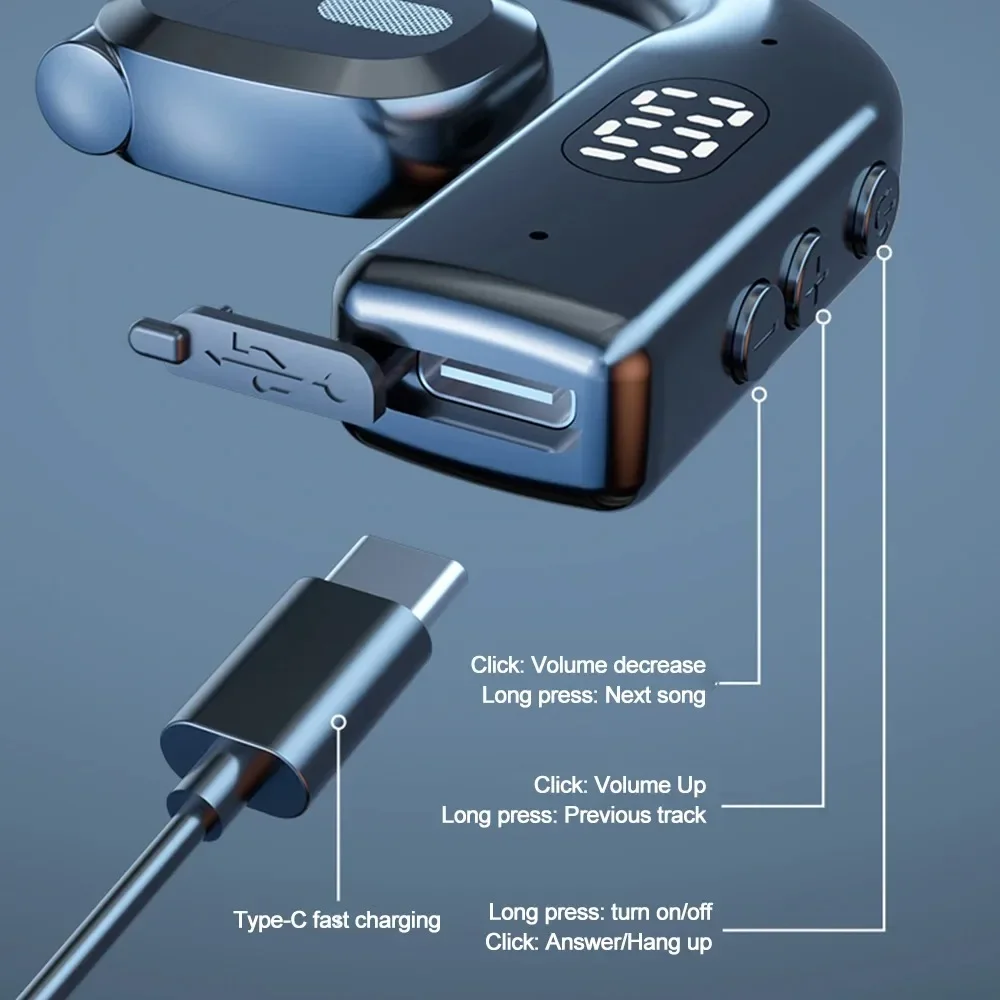 KEBIDUMEI Bluetooth 5.3 Earphone Ear Hook Headphone 180 Rotation HiFi Stereo Noise Reduction Sports Headset TWS Wireless Earbud