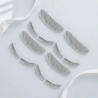 Zestaw sztucznych brwi i wąsów dla mężczyzn, 4 zestawy, akcesoria do kostiumów na Halloween, szare