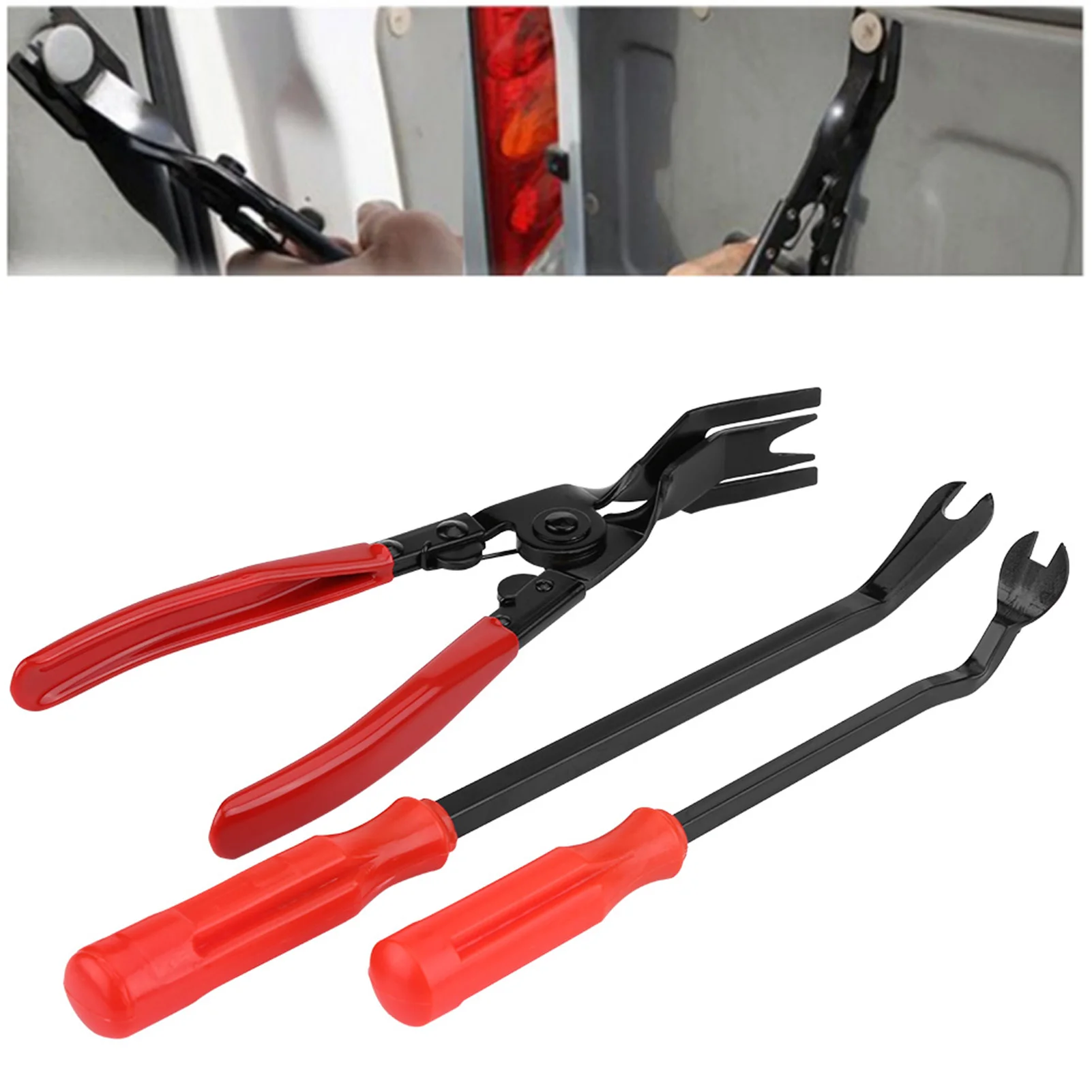 Door Trim Rivets Clips Pliers Fastener Remover Puller Pry Bar Tool Kit Panel Trim Clip Removal Tool Rivets Clips Pliers - view 3