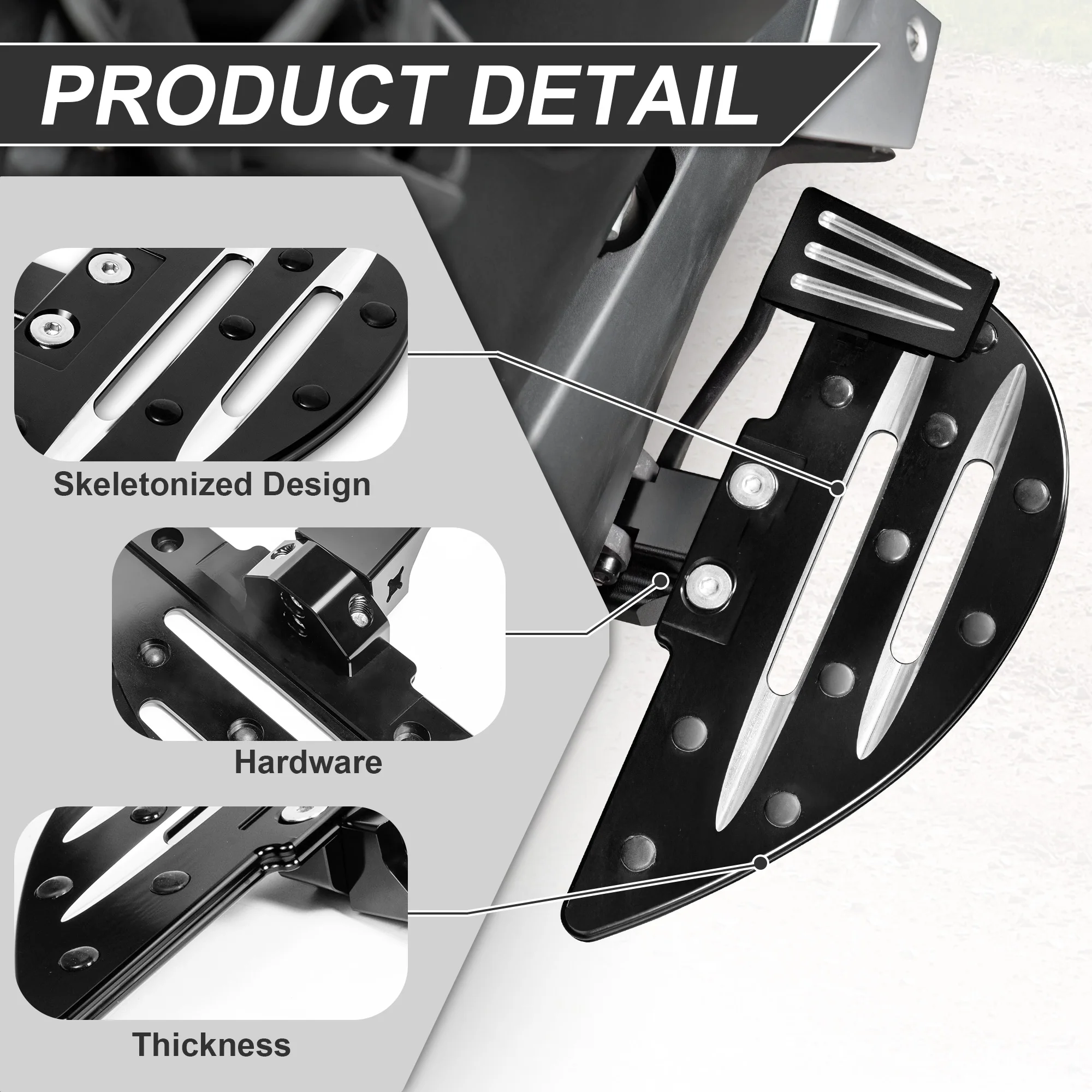 ألواح أرضية كبيرة على شكل خفاش للدراجة النارية مسند للقدمين ألواح قدم للراكب الأمامي لـ Can-Am Ryker 600 900 / Rally Edition
