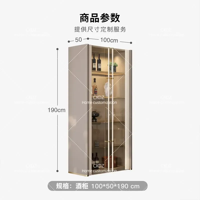 Premium Light Luxury Glass Wine Cabinet Wall Mounted Customizable Italian Postmodern Painted Bookcase for Restaurant Home