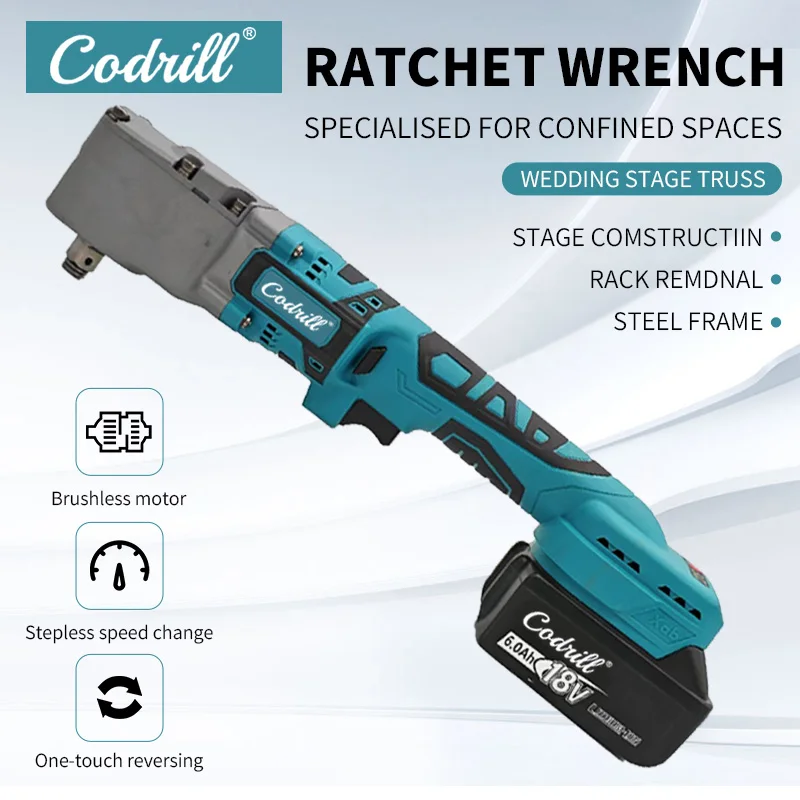 

Codrill 4800RPM Cordless Right Angle Wrench 18V Electric Impact Wrench 90 Degree Ratchet Wrench For Makita Battery PIN