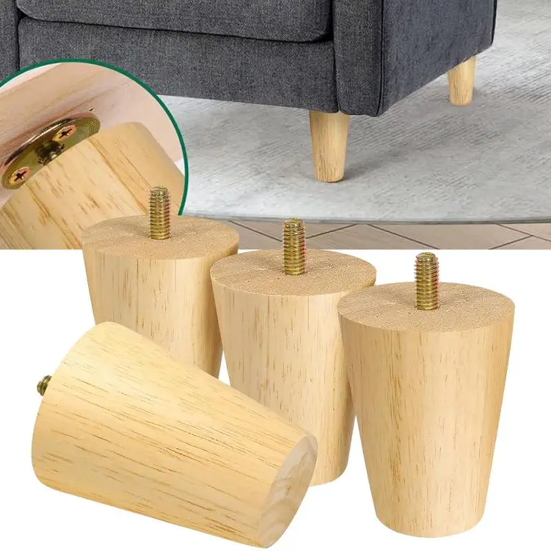 Wood Furniture Legs Straight Tapered Wood Feet Mid Century Sofa Legs Furniture Feet Replacement Parts for Cabinet