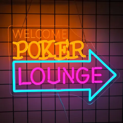 Welcome Poker Lounge Neon Sign Personalized Poker Signs Dimmable LED Neon Lights for Man Cave Shop Bar Hotel Play Room