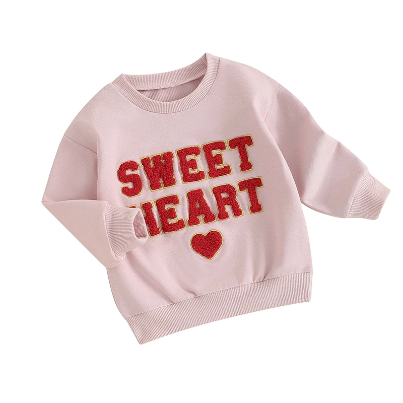 

Valentines Baby Girl Outfit Sweet Heart Embroidered Crewneck Sweatshirt Long Sleeve Pullover Sweater Tops