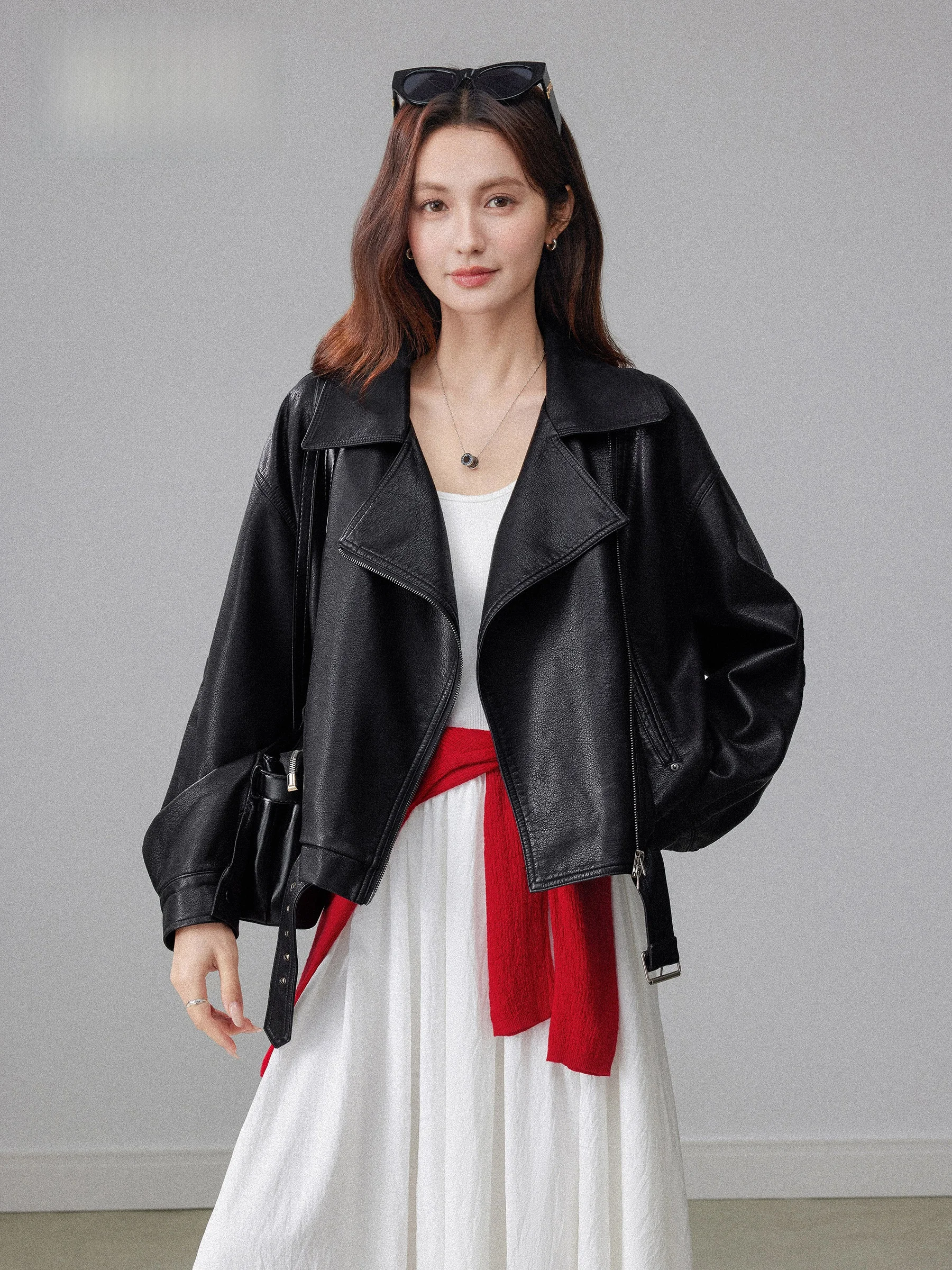 

Кожаная куртка Bla для женщин, весна-осень 2026, новая модель, маленький размер, высококачественная, в американском ретро-стиле, повседневная, свободного кроя, с длинными рукавами