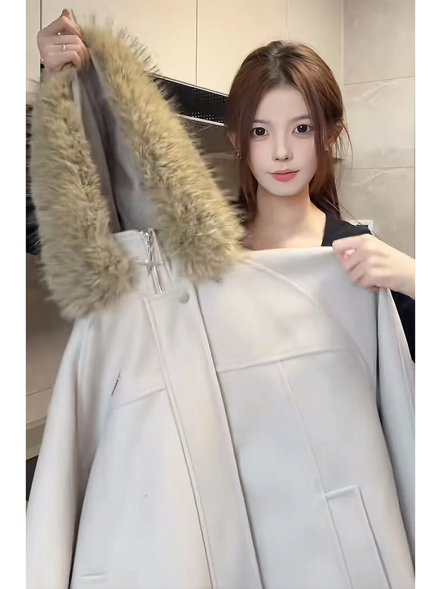 

Мужская хлопковая куртка Cleanfit с большим меховым воротником, зимняя теплая утолщенная куртка без наполнителя, модная американская куртка с капюшоном