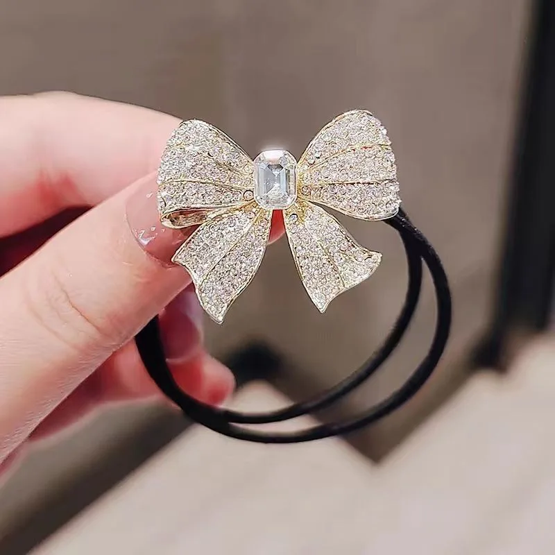 ربطة شعر أنيقة على شكل فيونكة لؤلؤية للفتيات على شكل ذيل حصان كوري، أربطة شعر مرنة للنساء، عصابات رأس #2