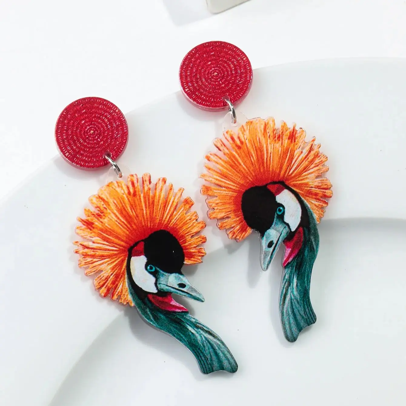 Pendientes de gota de flamenco coloridos acrílicos bohemios para mujer, lindos pájaros grandes, Pendientes colgantes para mujer, joyería de moda de verano, regalos