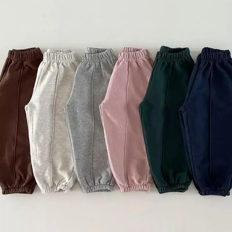 Calça de moletom casual monocromática infantil, calça de bebê infantil, calça esportiva infantil, roupas soltas, meninos, meninas, nova, outono, 2022