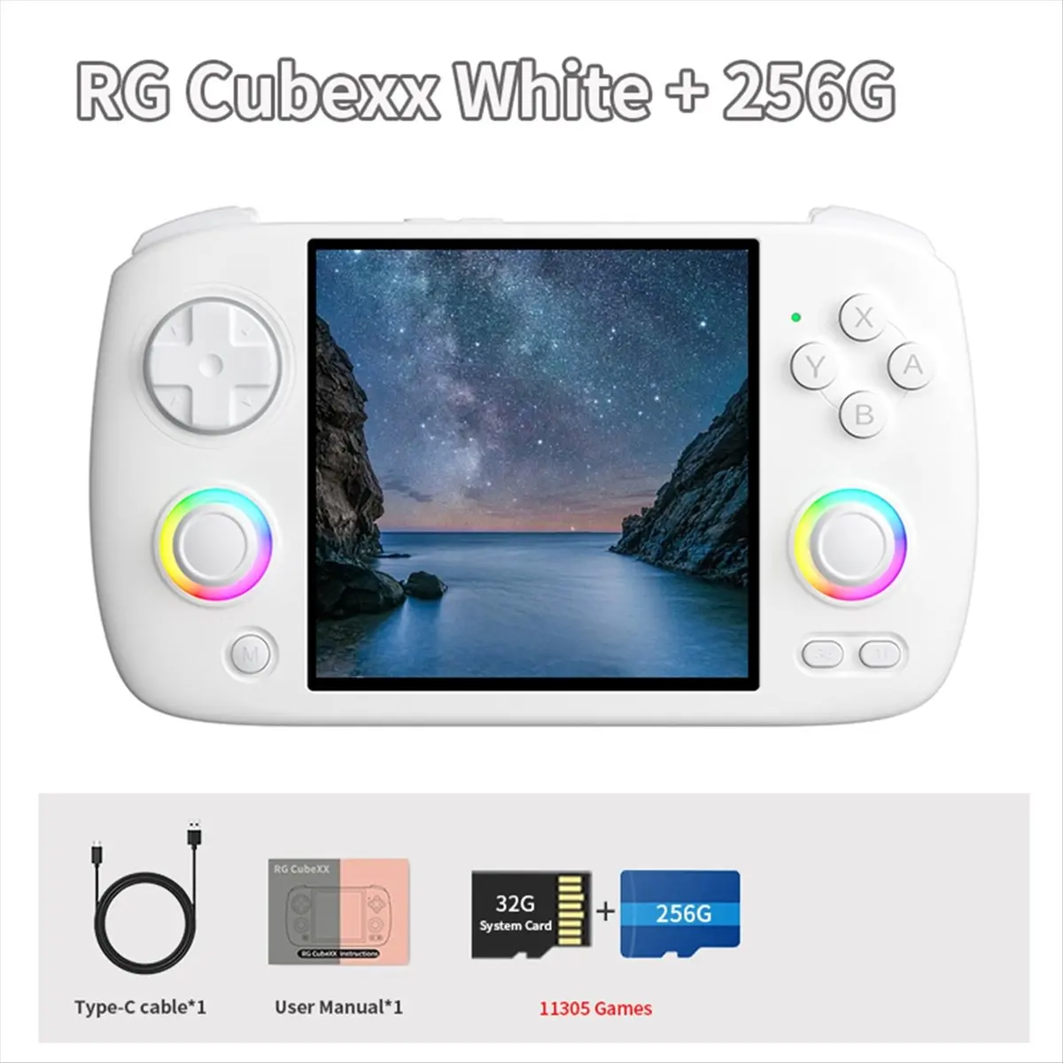 

Игровая консоль Athletics RG CubeXX Retro, портативная, 32 ГБ + 256 ГБ, RGB-джойстик, поддержка Wi-Fi и Bluetooth, белая