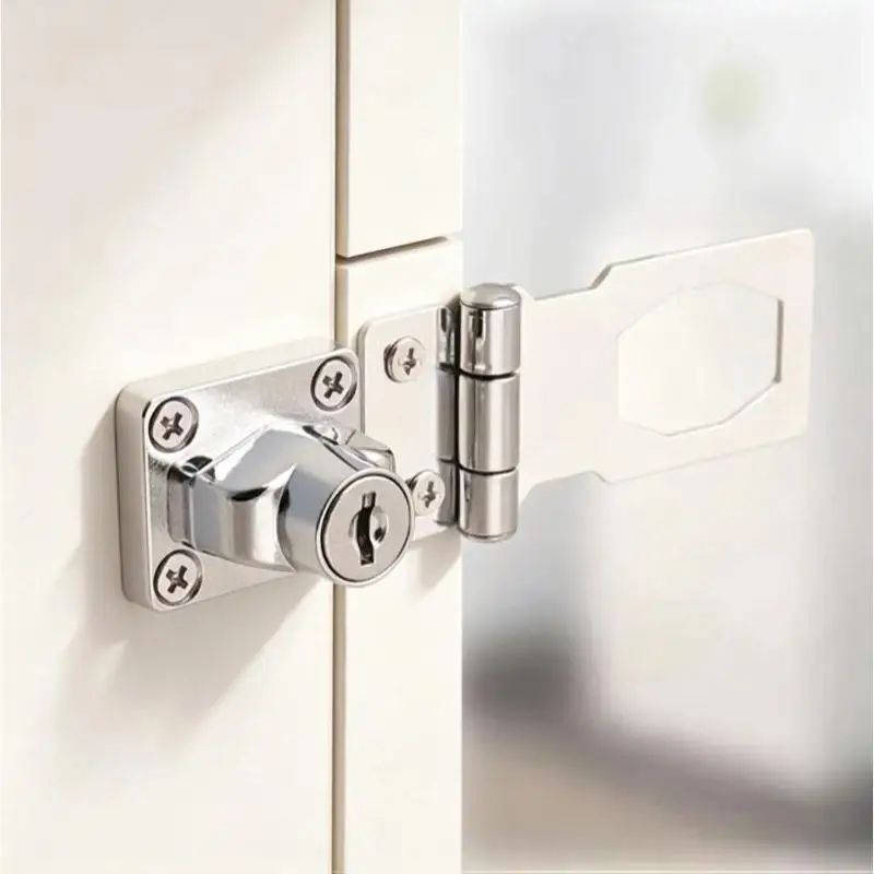 Zinc Alloy Drawer Lock With 2 Keys Key Hasp Lock Safety Cabinet Cupboard Security Lock Locking Buckle Without Hole Drilling