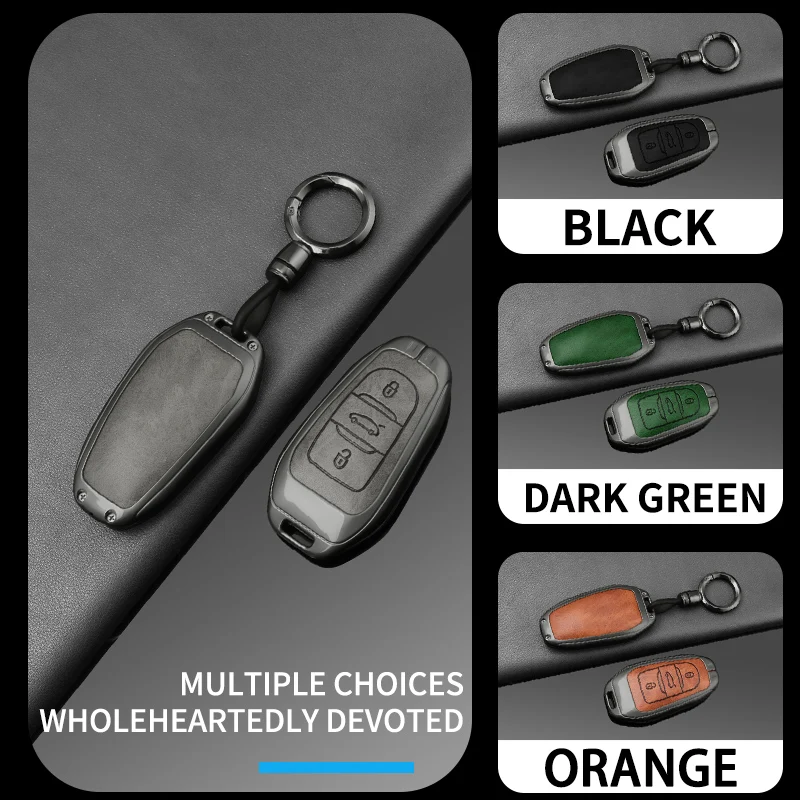 Metal Leather Key Case For Peugeot 408 2008 3008 5008 308 4008 508 Car Key Protective Cover Remote Control Guard Carcasa Cubiert view 6