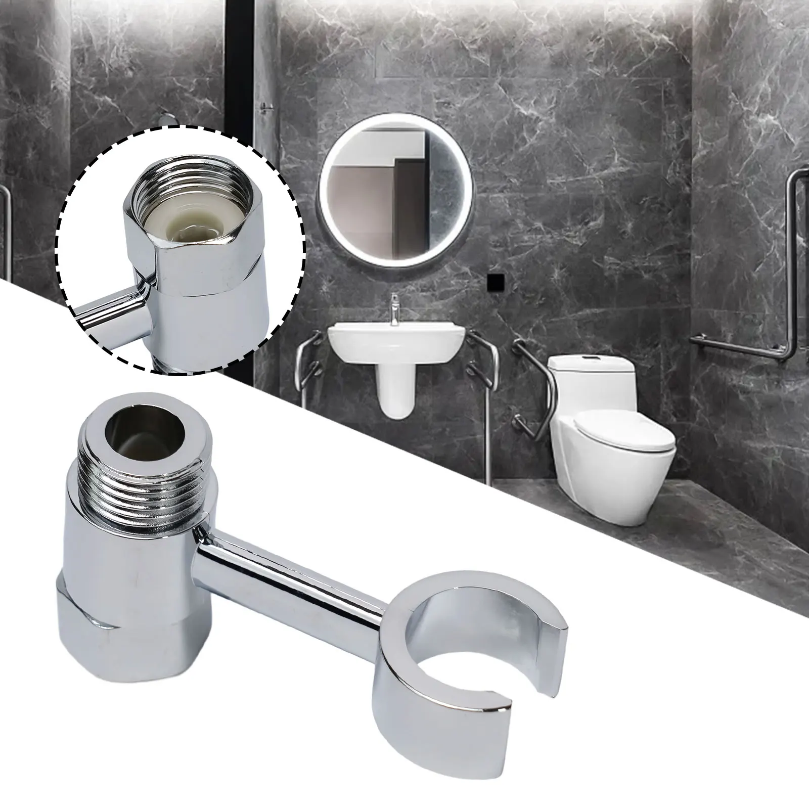 Duschhalter Grad drehbar, kein Stanzen, Ständer für Duschkopf, Messing, Chrom, Handbrause, Montage DN15