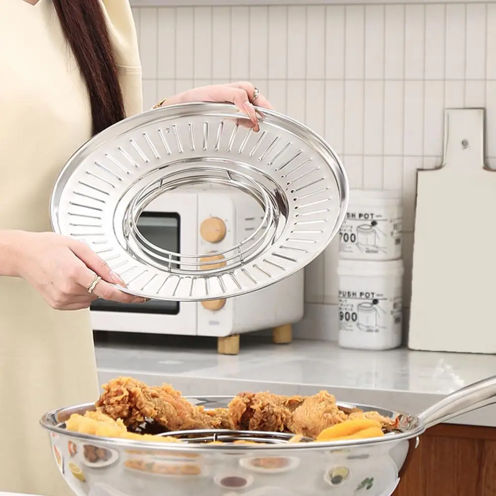 

Stainless Steel Oil Drain Pan for Frying Splatter Guard Multifunctional Kitchen Tool for Skewers Meat Oil Strainer Tray