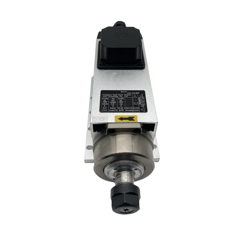 2.2KW/2200W ER20 Air Cooled Square Flanged CNC Spindle Motor 220V 24000Rpm 400HZ With ER20 Collet for CNC Router Machine