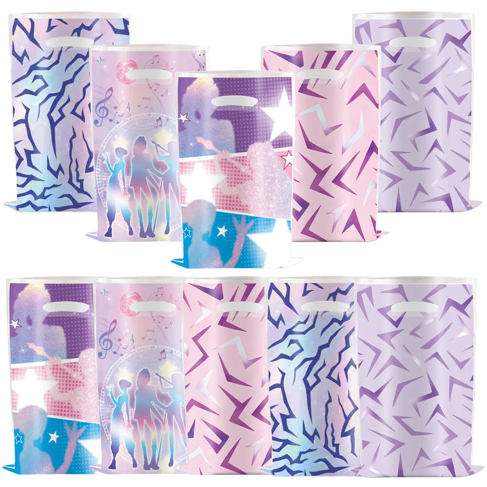 10/30/50pcs Sacs cadeaux Kpop rose et violet pour enfants, sacs de fête d'anniversaire, sacs à friandises, sacs à bonbons, sacs cadeaux pour fêtes, fournitures pour baby shower