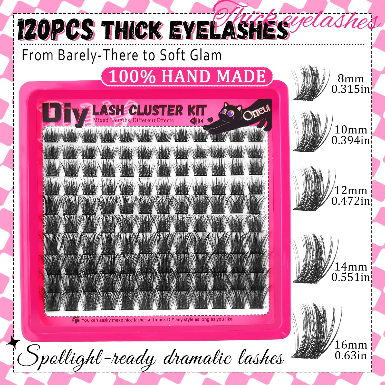 **120PCS Thick Lash Clusters D Curl False Eyelashes 8-16mm Mixed Length DIY Individual Lashes Fluffy Dense Reusable Eye Makeup**