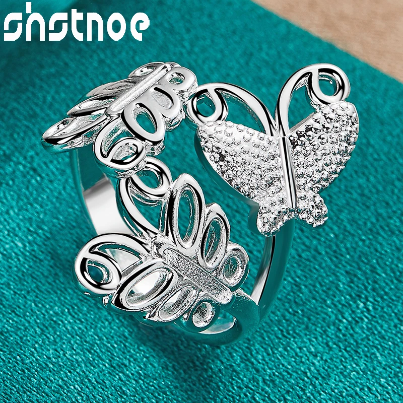 

SHSTONE 925 Sterling Silver Three Butterfly Opening Rings For Women Engagement Wedding Birthday Christmas Party Fashion Jewelry