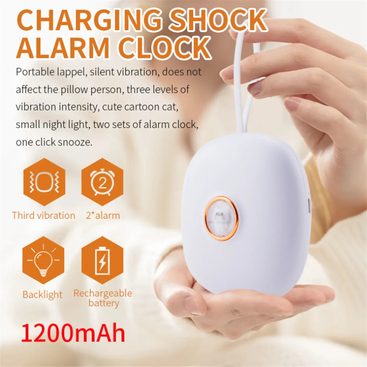 Vibrating Alarm Clock for Heavy Sleepers Hearing Impaired Deaf Teens, Charge Operated for Travel or Home Use