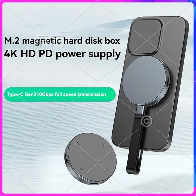 

AP-Magnetic 4K M.2 2230 Nvme SSD Enclosure 10Gbps Hard Drive Box USB C 3.2 Gen2 To Nvme PCI-E PD 100W Charge For Phone