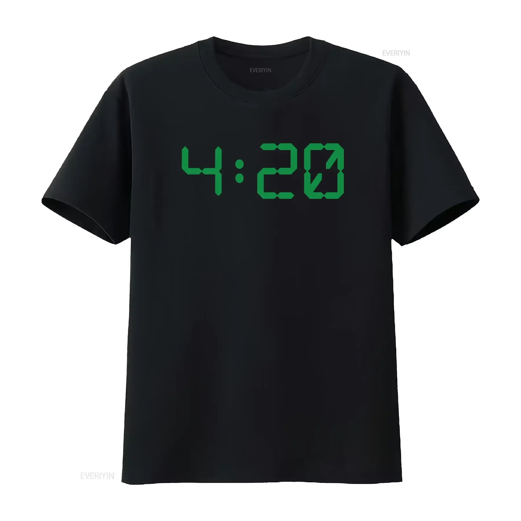 Retro Digital 420 Clock Green Print Casual Streetwear T Shirt vintage Washed Unisex fashion Soft Breathable designer clothes