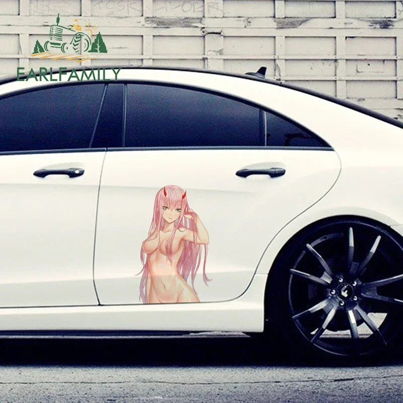 EARLFAMILY 43cm X 30cm for 02 Zero Two Sexy Car Styling Stickers Waterproof Car Whole Body Decals Anime Decor Car Styling