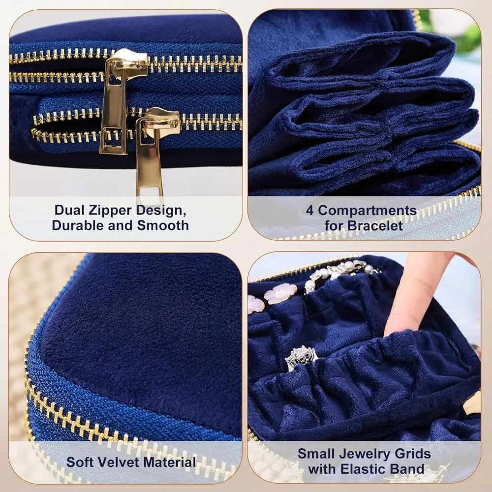 Double Layer Jewelry Pouch for Travel Small with Separate Compartments Jewelry Organizer Portable Soft Velvet Jewelry Case