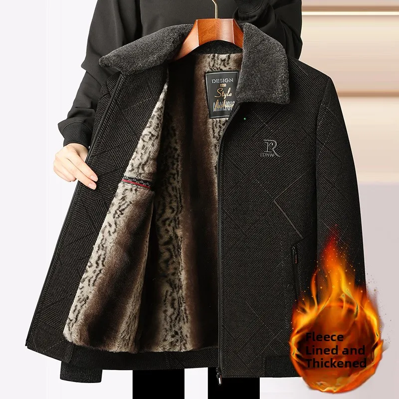 

Зимняя куртка Thiened Fce для мужчин, осенне-зимняя теплая хлопковая одежда для пап, деловой стиль, длинный рукав, на молнии...