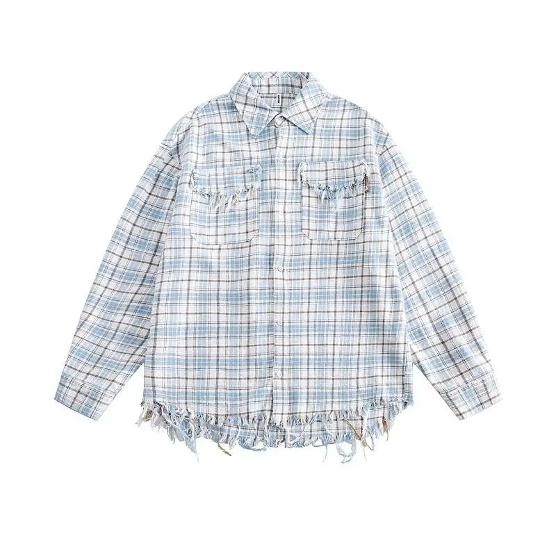 

Women's Retro Checkered Long Sleeved Shirt Young Girl Spring Autumn Streets New Lazy Style Female Loose Casual Tops
